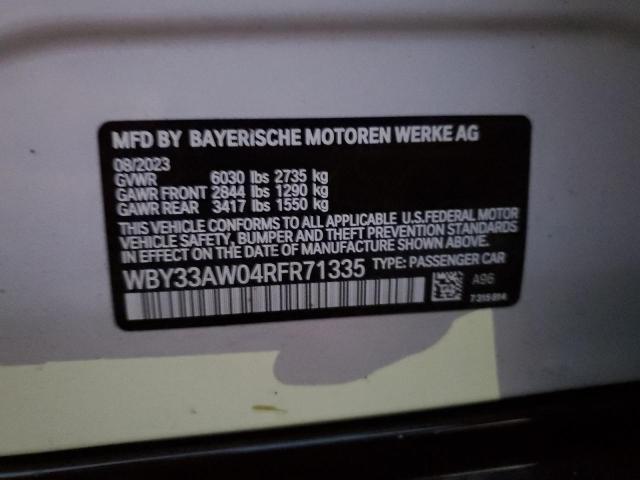 WBY33AW04RFR71335 - 2024 BMW I4 M50 WHITE photo 13