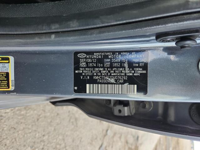 KMHCT5AE2DU076292 - 2013 HYUNDAI ACCENT GLS Grafito foto 12