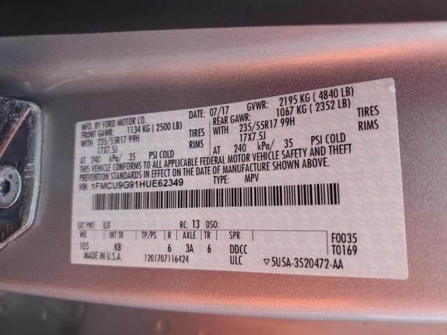 1FMCU9G91HUE62349 - 2017 FORD ESCAPE SE SILVER photo 13