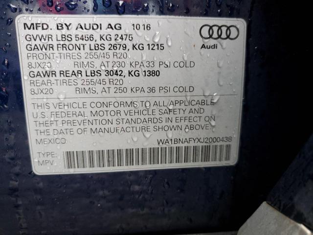 WA1BNAFYXJ2000438 - 2018 AUDI Q5 PREMIUM PLUS BLUE photo 12