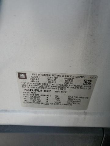 2GNAXJEV5J6116952 - 2018 CHEVROLET EQUINOX LT Gümüş fotoğraf 13