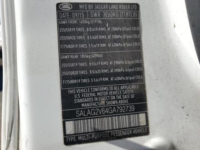 SALAG2V64GA792739 - 2016 LAND ROVER LR4 HSE WHITE photo 14