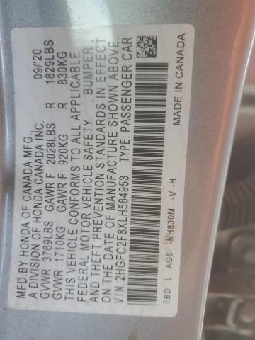 2HGFC2F8XLH584953 - 2020 HONDA CIVIC SPORT Күміс фото 13