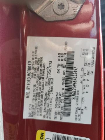 3LN6L2G96ER833497 - 2014 LINCOLN MKZ RED photo 12