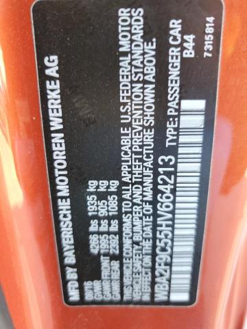 WBA2F9C55HV664213 - 2017 BMW 230I ORANGE photo 12