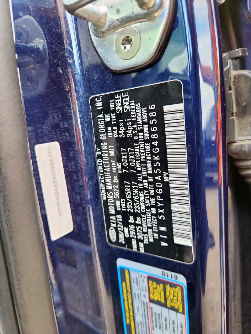 5XYPGDA55KG486586 - 2019 KIA SORENTO LX 蓝色 照片 13