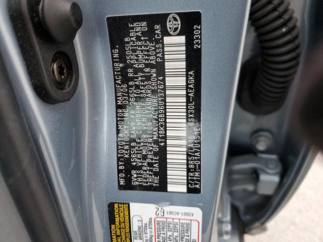 4T1BK36B96U137674 - 2006 TOYOTA AVALON XL BLUE photo 12