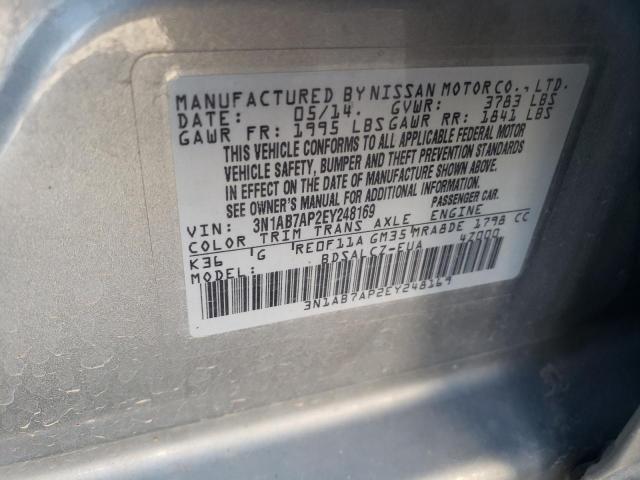 3N1AB7AP2EY248169 - 2014 NISSAN SENTRA S GRAY photo 12