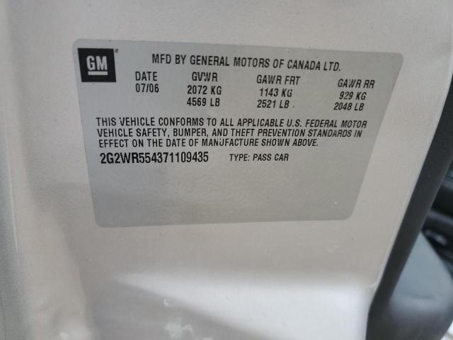 2G2WR554371109435 - 2007 PONTIAC GRAND PRIX GT Күміс фото 12