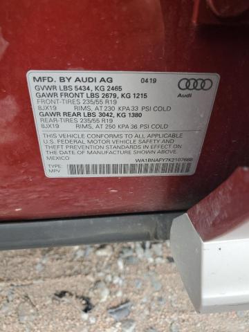 WA1BNAFY7K2107688 - 2019 AUDI Q5 PREMIUM PLUS BURGUNDY photo 13