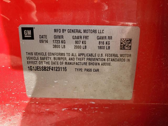 1G1JE5SB2F4123116 - 2015 CHEVROLET SONIC LTZ RED photo 13