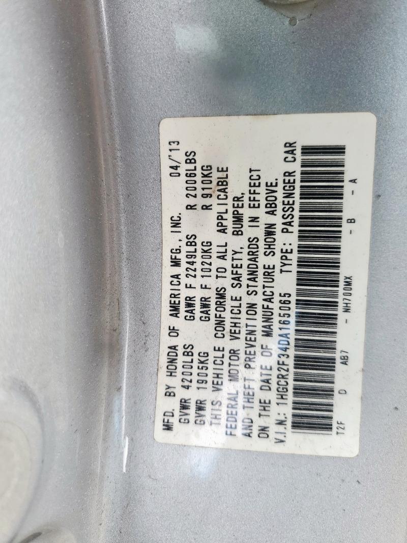 1HGCR2F34DA165065 - 2013 HONDA ACCORD LX SILVER photo 12