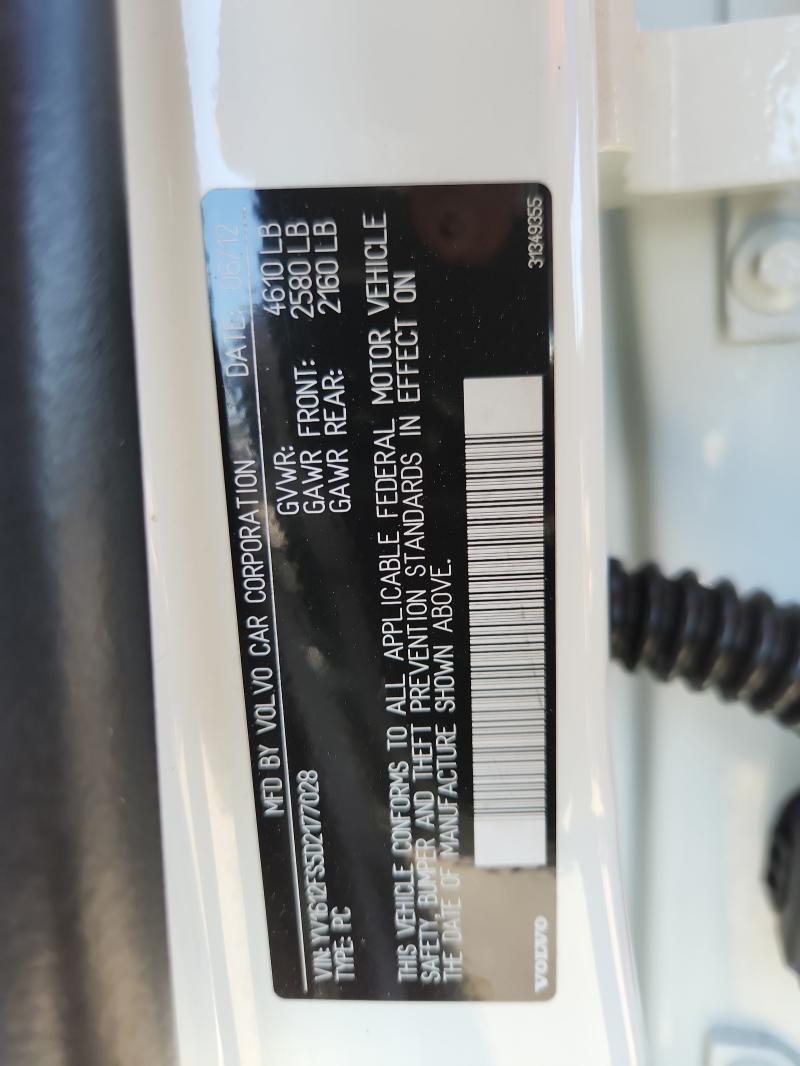 YV1612FS5D2177028 - 2013 VOLVO S60 T5 WHITE photo 13