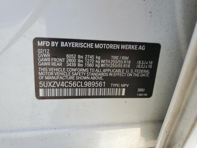5UXZV4C56CL989561 - 2012 BMW X5 XDRIVE35I WHITE photo 13
