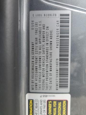 WVWEV71K66W116079 - 2006 VOLKSWAGEN NEW GTI GRAY photo 13