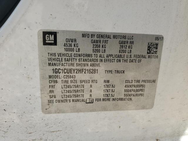 1GC1CUEY2HF216281 - 2017 CHEVROLET SILVERADO C2500 HEAVY DUTY WHITE photo 12