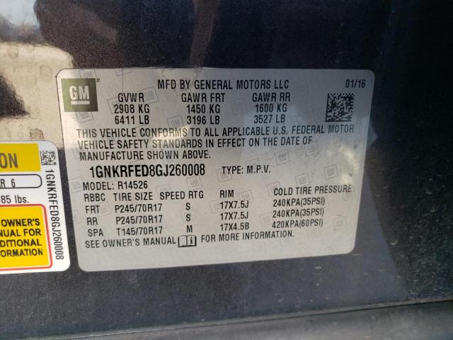 1GNKRFED8GJ260008 - 2016 CHEVROLET TRAVERSE LS CHARCOAL photo 13