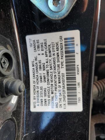 2HGFC2F54JH507322 - 2018 HONDA CIVIC LX BLACK photo 12