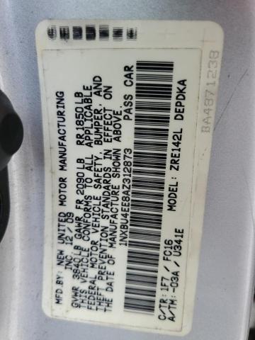 1NXBU4EE8AZ312873 - 2010 TOYOTA COROLLA BASE Gümüş fotoğraf 12