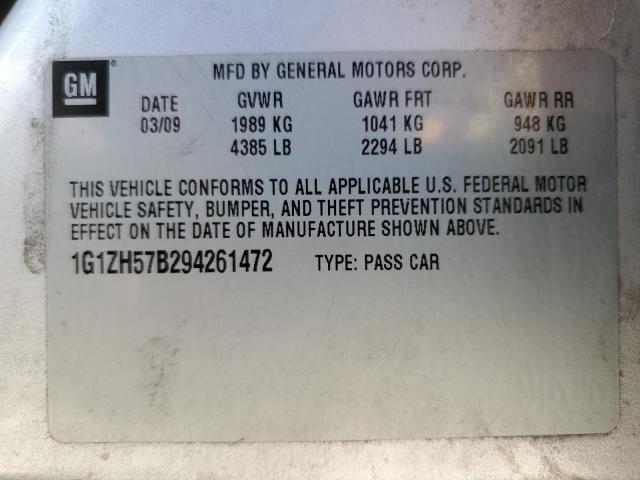 1G1ZH57B294261472 - 2009 CHEVROLET MALIBU 1LT Gümüş foto 12