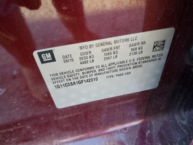 1G11C5SA1GF142310 - 2016 CHEVROLET MALIBU LIM LT 栗色 照片 12