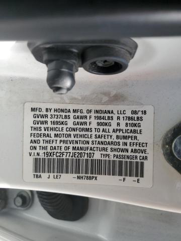 19XFC2F77JE207107 - 2018 HONDA CIVIC EX თეთრი ფოტო 12