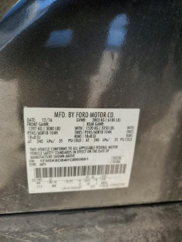 1FM5K8D84HGB60881 - 2017 FORD EXPLORER XLT CHARCOAL photo 14