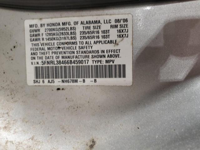 5FNRL38466B459017 - 2006 HONDA ODYSSEY EX SILVER photo 13