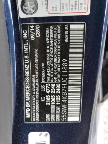 55SWF4KB7FU011889 - 2015 MERCEDES-BENZ C 300 4MATIC BLUE photo 13