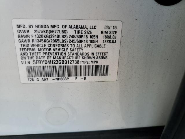 5FRYD4H23GB012738 - 2016 ACURA MDX WHITE photo 13