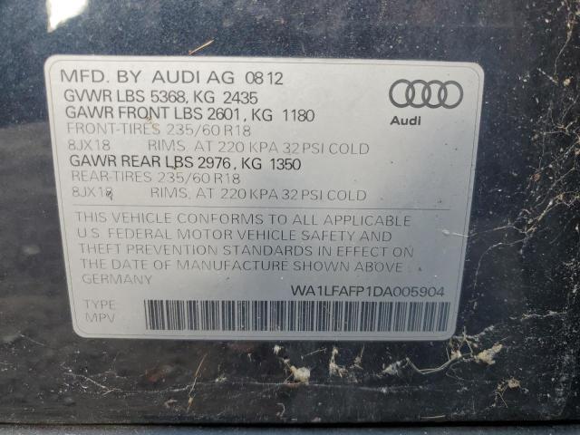 WA1LFAFP1DA005904 - 2013 AUDI Q5 PREMIUM PLUS BLUE photo 13