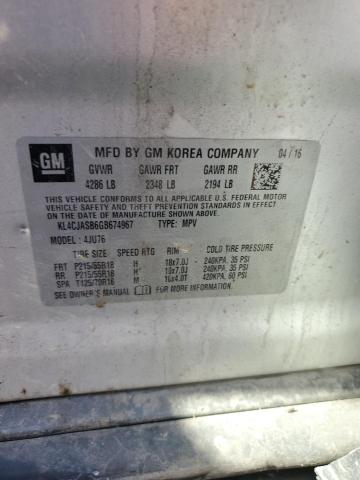 KL4CJASB6GB674967 - 2016 BUICK ENCORE SILVER photo 13