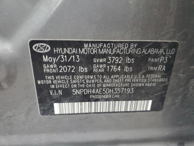 5NPDH4AE5DH357193 - 2013 HYUNDAI ELANTRA GLS GRAY photo 13