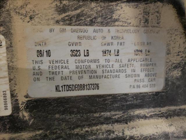 KL1TD5DE0BB137376 - 2011 CHEVROLET AVEO LS Qara foto 12