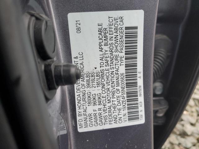 19XZE4F55NE005826 - 2022 HONDA INSIGHT EX GRAY photo 12