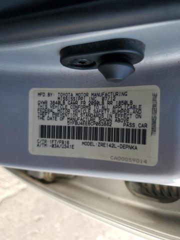 5YFBU4EE6CP063882 - 2012 TOYOTA COROLLA BASE SILVER photo 12