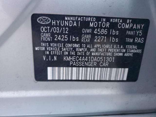 KMHEC4A41DA051301 - 2013 HYUNDAI SONATA HYBRID SILVER photo 12