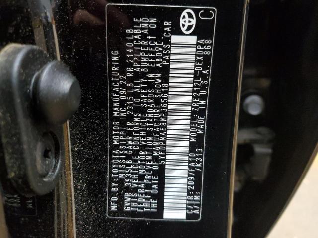 5YFDPMAE8NP365618 - 2022 TOYOTA COROLLA L BLACK photo 12