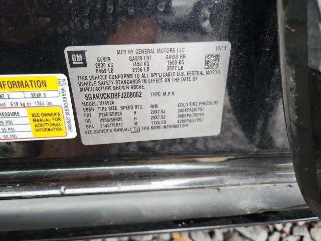 5GAKVCKD8FJ208062 - 2015 BUICK ENCLAVE 黑色 照片 12