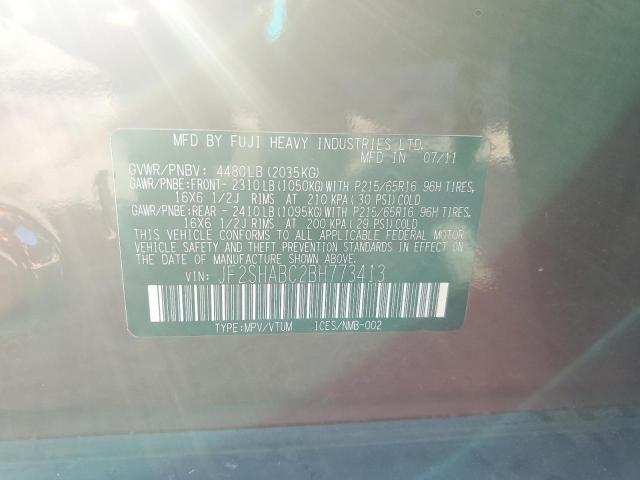 JF2SHABC2BH773413 - 2011 SUBARU FORESTER 2.5X Burgund zdjęcie 14