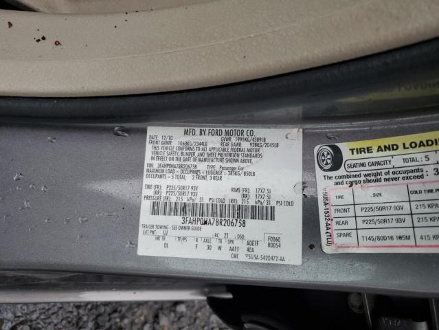 3FAHP0HA7BR206758 - 2011 FORD FUSION SE GRAY photo 13