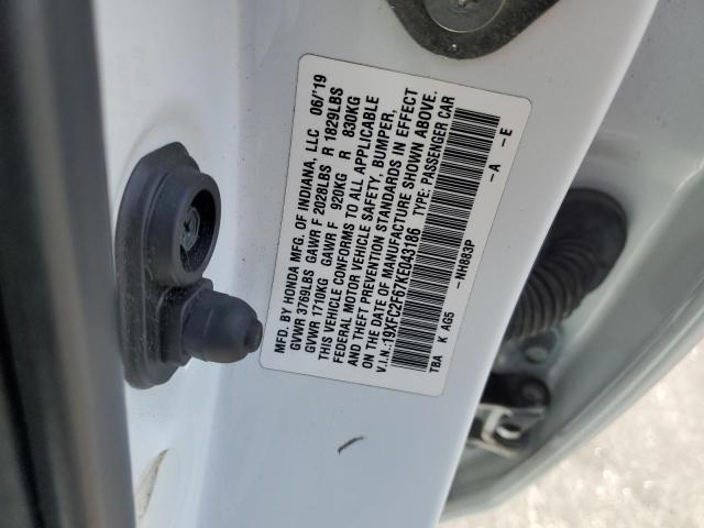 19XFC2F67KE043186 - 2019 HONDA CIVIC LX 白色 照片 12