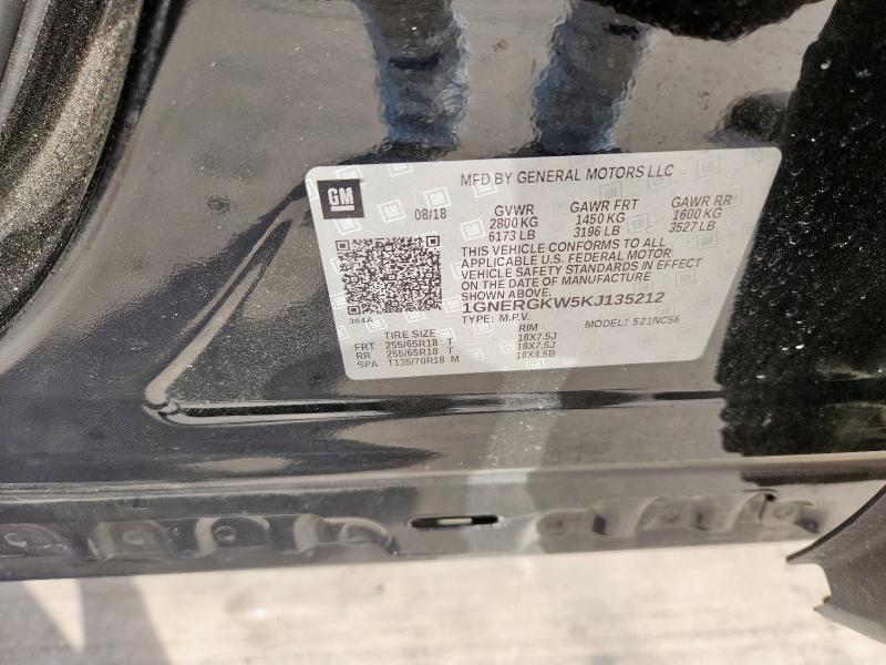 1GNERGKW5KJ135212 - 2019 CHEVROLET TRAVERSE LT Siyah fotoğraf 13