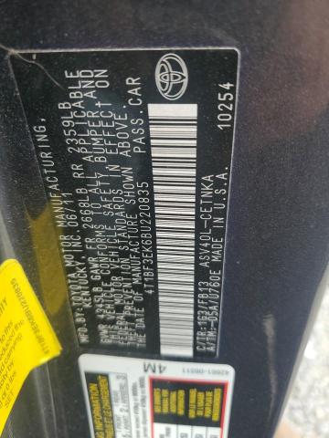 4T1BF3EK6BU220835 - 2011 TOYOTA CAMRY BASE Գրաֆիտ լուսանկար 13