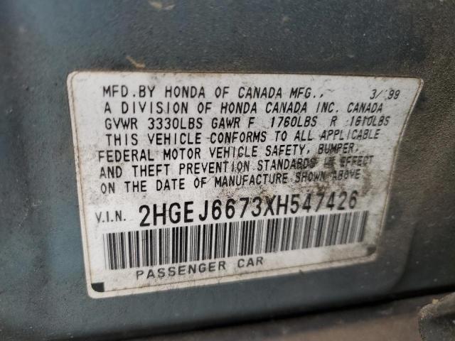 2HGEJ6673XH547426 - 1999 HONDA CIVIC LX SILVER photo 12