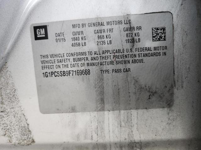 1G1PC5SB9F7169668 - 2015 CHEVROLET CRUZE LT 银色 照片 12