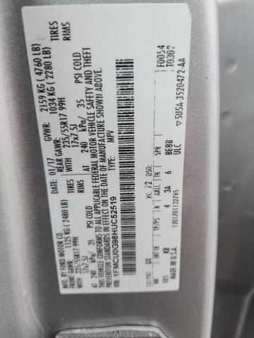 1FMCU0G98HUC52519 - 2017 FORD ESCAPE SE ვერცხლისფერი ფოტო 13