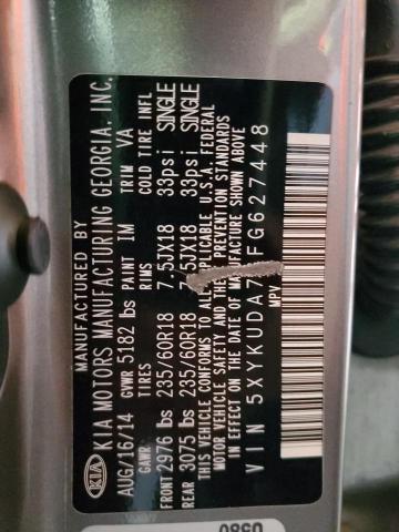 5XYKUDA76FG627448 - 2015 KIA SORENTO EX Boz foto 13