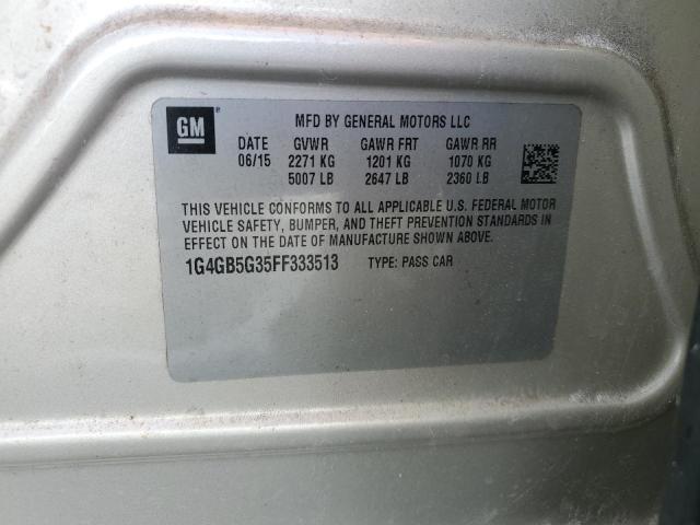 1G4GB5G35FF333513 - 2015 BUICK LACROSSE ბეჟი ფოტო 12