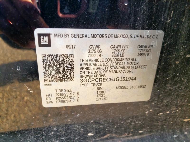 3GCPCREC5JG151944 - 2018 CHEVROLET SILVERADO C1500 LT BLACK photo 12